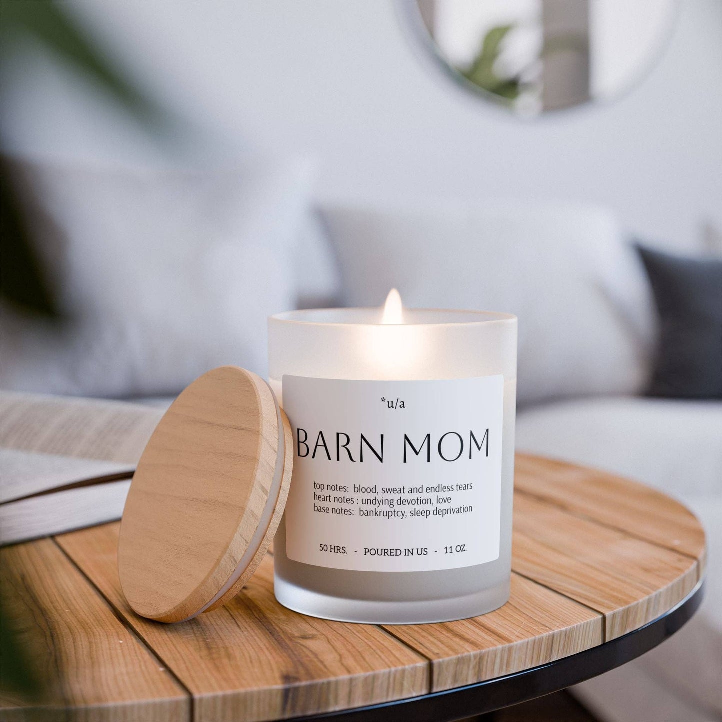 Frosted Glass Candle, 11oz - Barn Mom: Vanilla / 11oz
