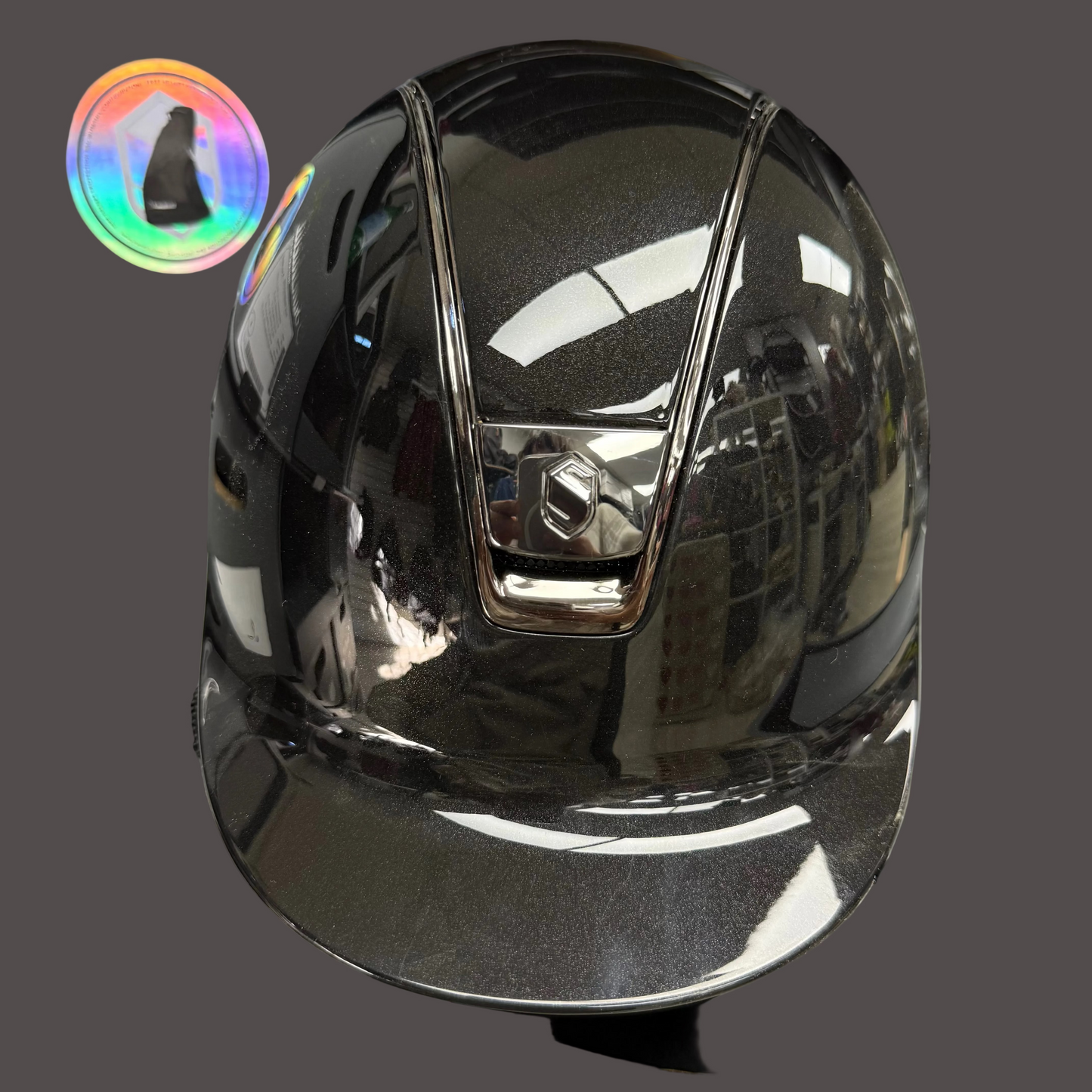 Helmet S Reg V1 Glossy - Glossy Top - Black Chrome Blazon & Rails - Samshield 1.0 Regular Brim - S1B