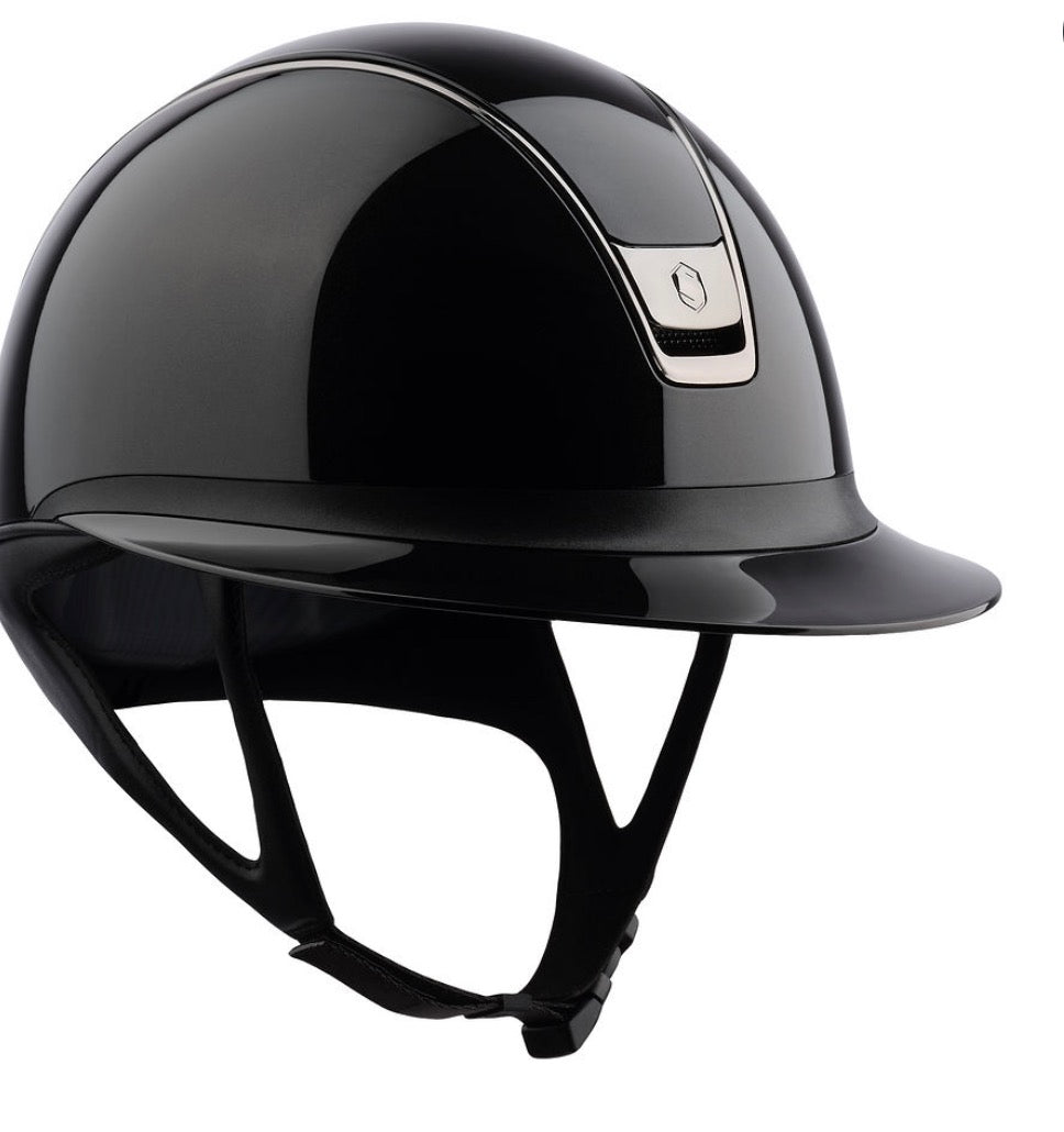 Helmet S Miss V1 Glossy - Black Chrome Rails & Black Blazon - Samshield Stock 1.0- MSV1G