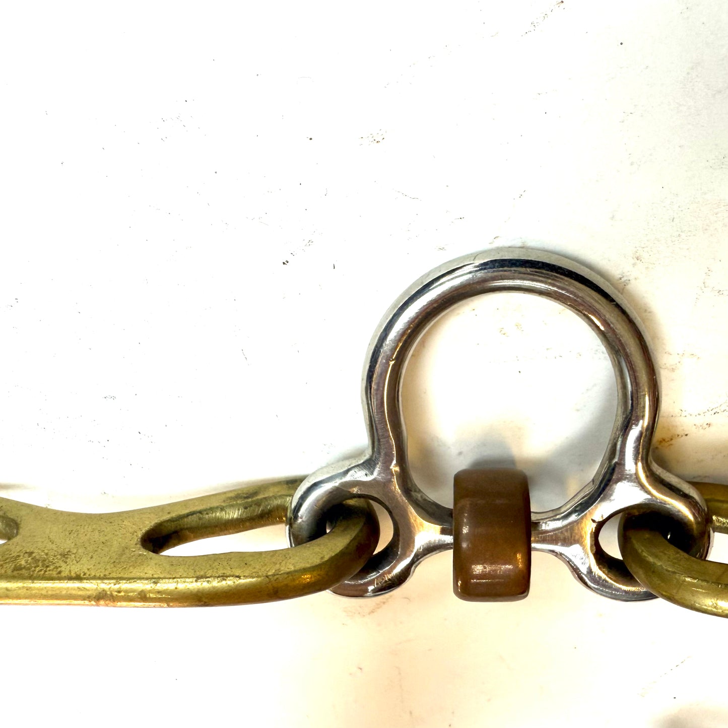 Bit Gag Nelson 2 Ring Custom Brass Wide Snaffle with Three Piece Copper Roller Avanti Italia
