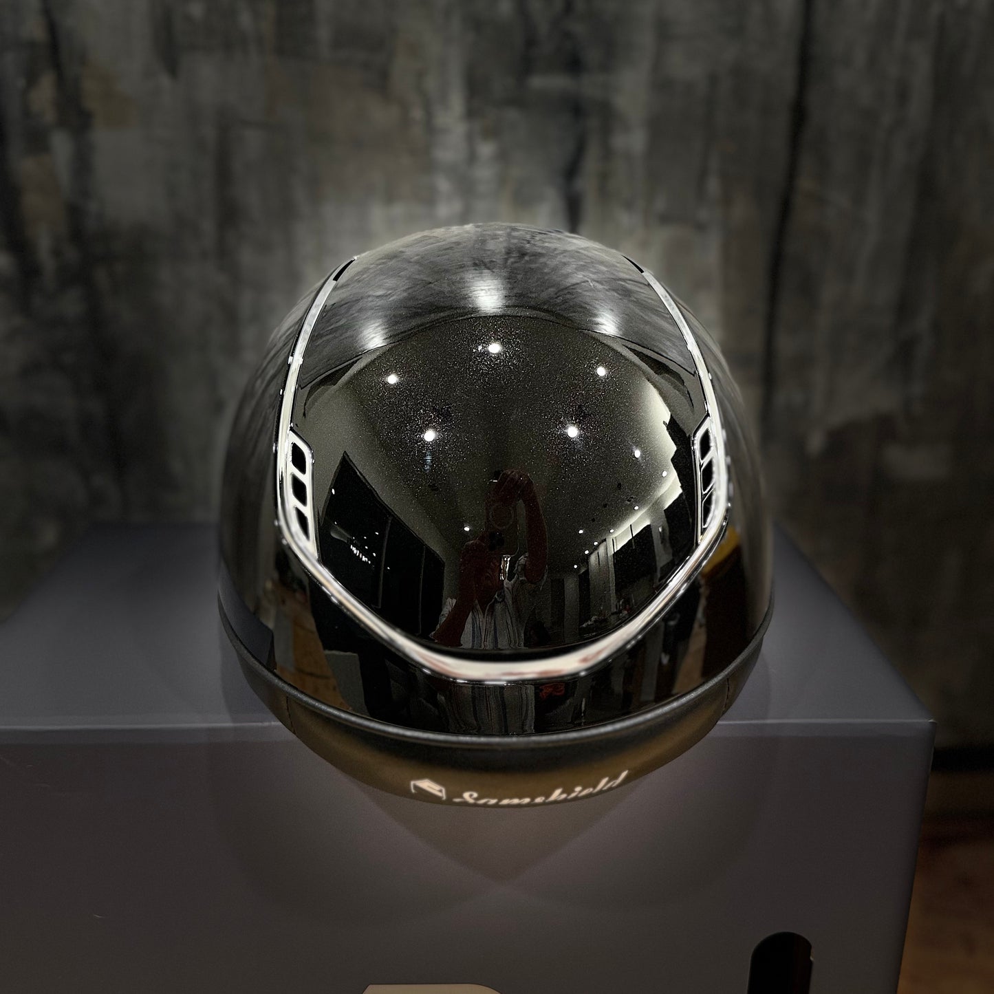 Helmet Miss V2 Glossy - Glossy - Chrome Rails & Blazon - 5 Clear Swarovski Crystal - Samshield Custom 2.0