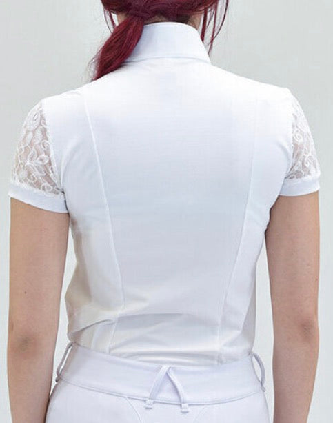 For Horses Parigina Bibb White Lace Short Sleeve Show Shirt