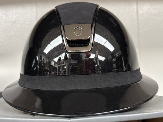 Helmet S Miss V1 Glossy - Black Alcantara Top - Black Chrome Rails & Blazon - Custom Samshield 1.0 - MSGLBC