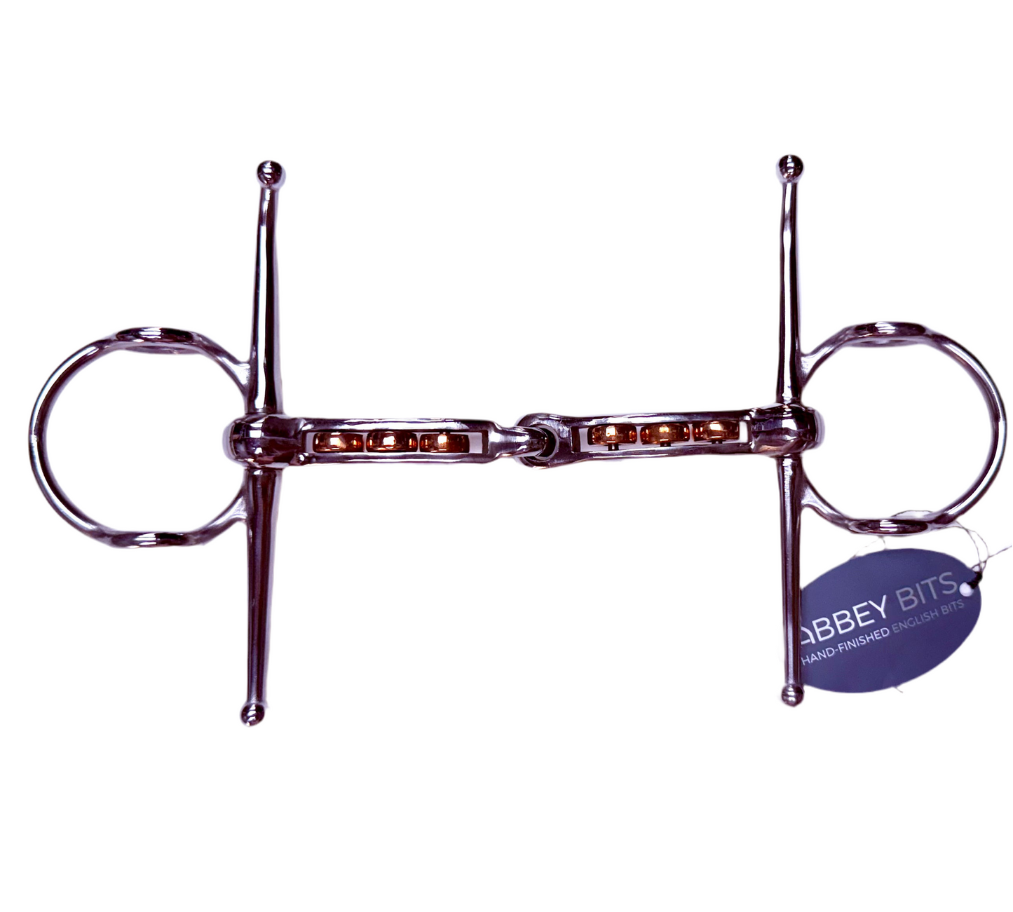 Bit Gag Full Cheek Abbey England Inlaid Copper Rollers Snaffle