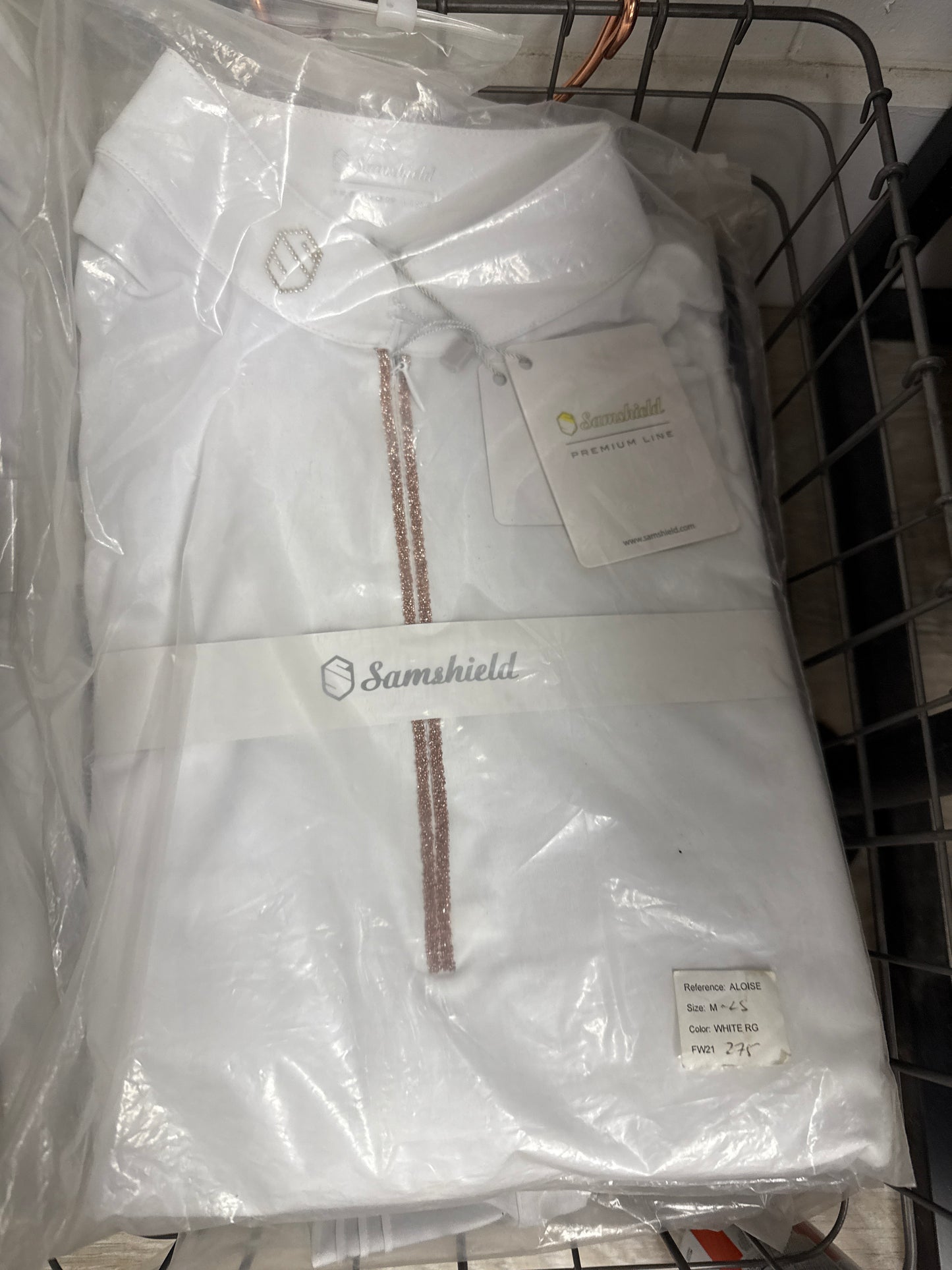 Samshield Ladies Show Shirt Long Sleeve Aloise White - Rose Gold Swarovski Crystal