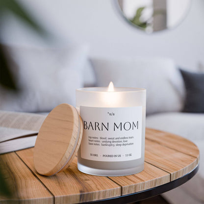 Frosted Glass Candle, 11oz - Barn Mom: Vanilla / 11oz