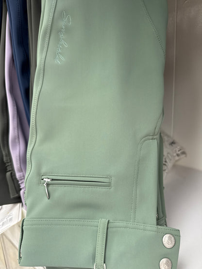 Samshield Ladies Chloe Embroidery Mid Rise Hunter Breech White , Green Bay