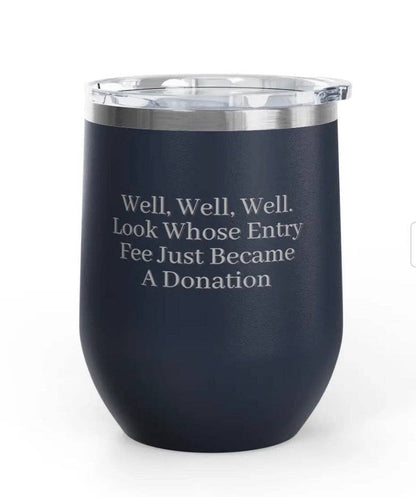 Wine Tumblers - 12 oz. - Entry Fee - Engraved: Navy