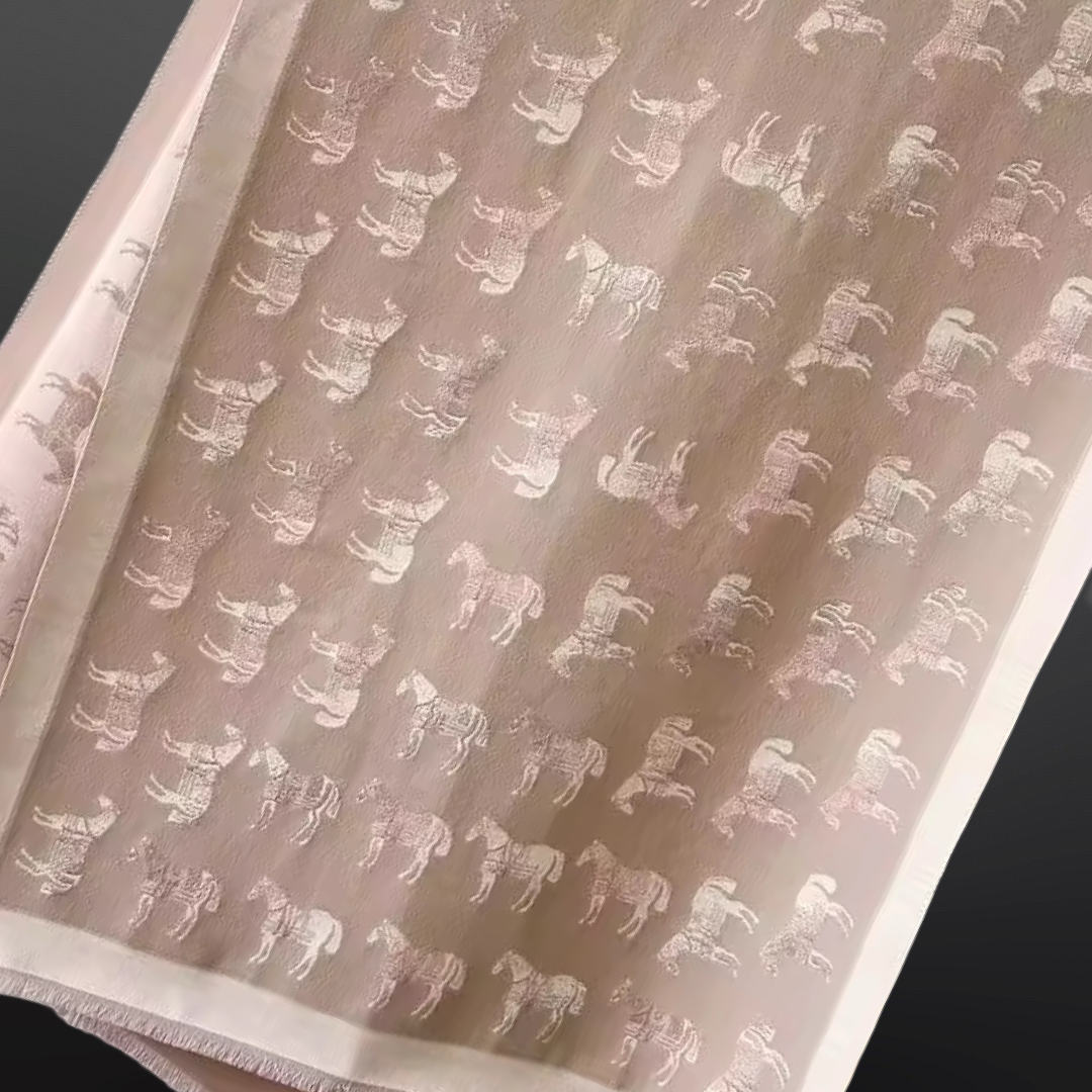 “Winter Horses” Equestrian Western Scarf: Gray