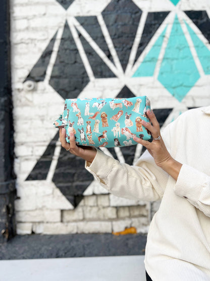 Dog gift bag, loaf, cute pouch | doodle, golden, frenchie: Flat Pouch