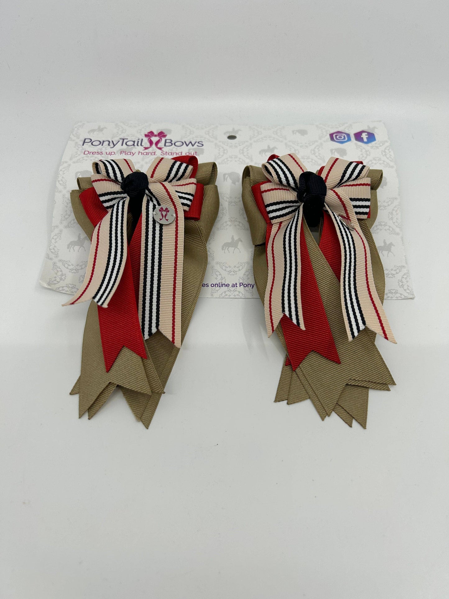 Burberry Stripe Khaki PonyTail Bows