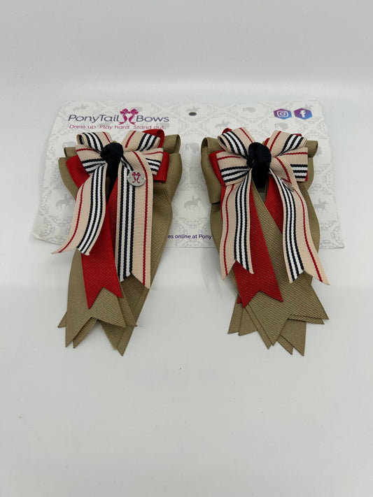 Burberry Stripe Khaki PonyTail Bows