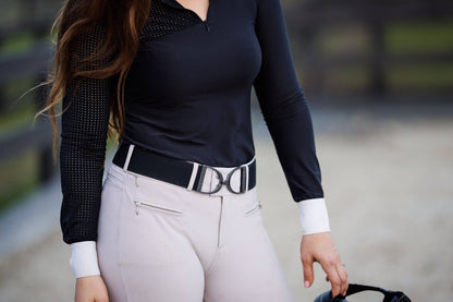 Black - 2" Gunmetal Stirrup Equestrian Elastic Belt