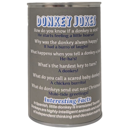 Canned Donkey | Stuffed Animal Zoo Plush w/Jokes | Gift: Regular Lid