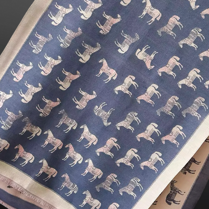 “Winter Horses” Equestrian Western Scarf: Gray