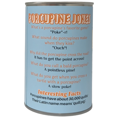 Canned Porcupine | Stuffed Animal Plush w/Funny Jokes | Gift: Regular Lid