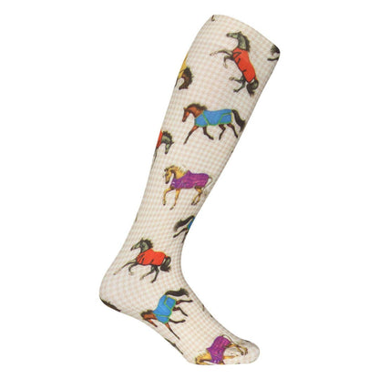 AWST Int'l Lila Horses in Blankets Equestrian Boot Socks Ladies: Multi / STD