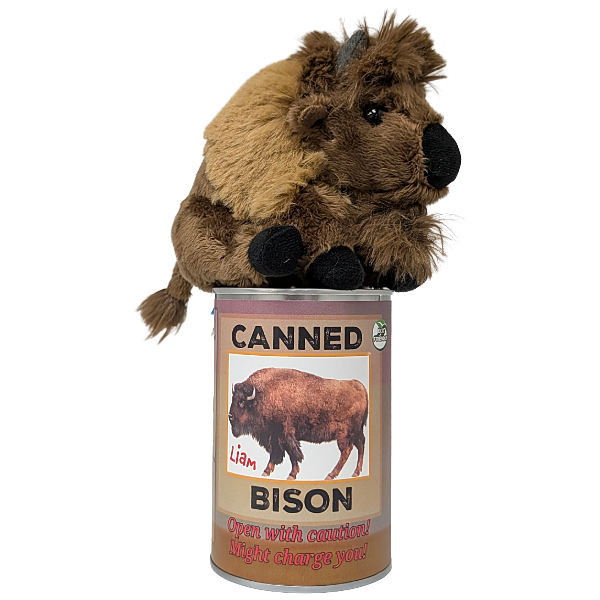 Liam the Canned Bison - Eco-Friendly Recycled Plush Gift: Regular Lid