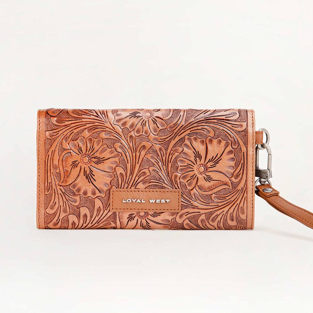 Loyal West Drover Wallet Brown: Brown Handtooled Leather And Calfskin / Single