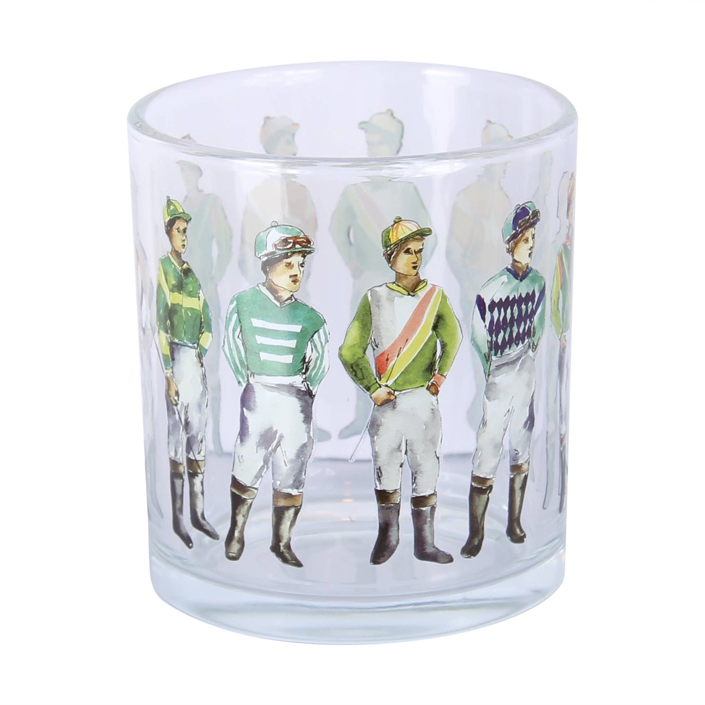 Standing Horse Racing Jockeys Wrapped Rocks Glass