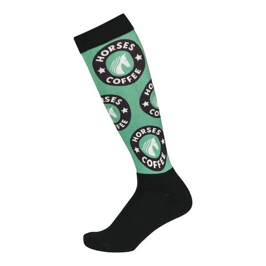 Dapplebay  Slick Boot Socks-Horses & Coffee: Green / One Size