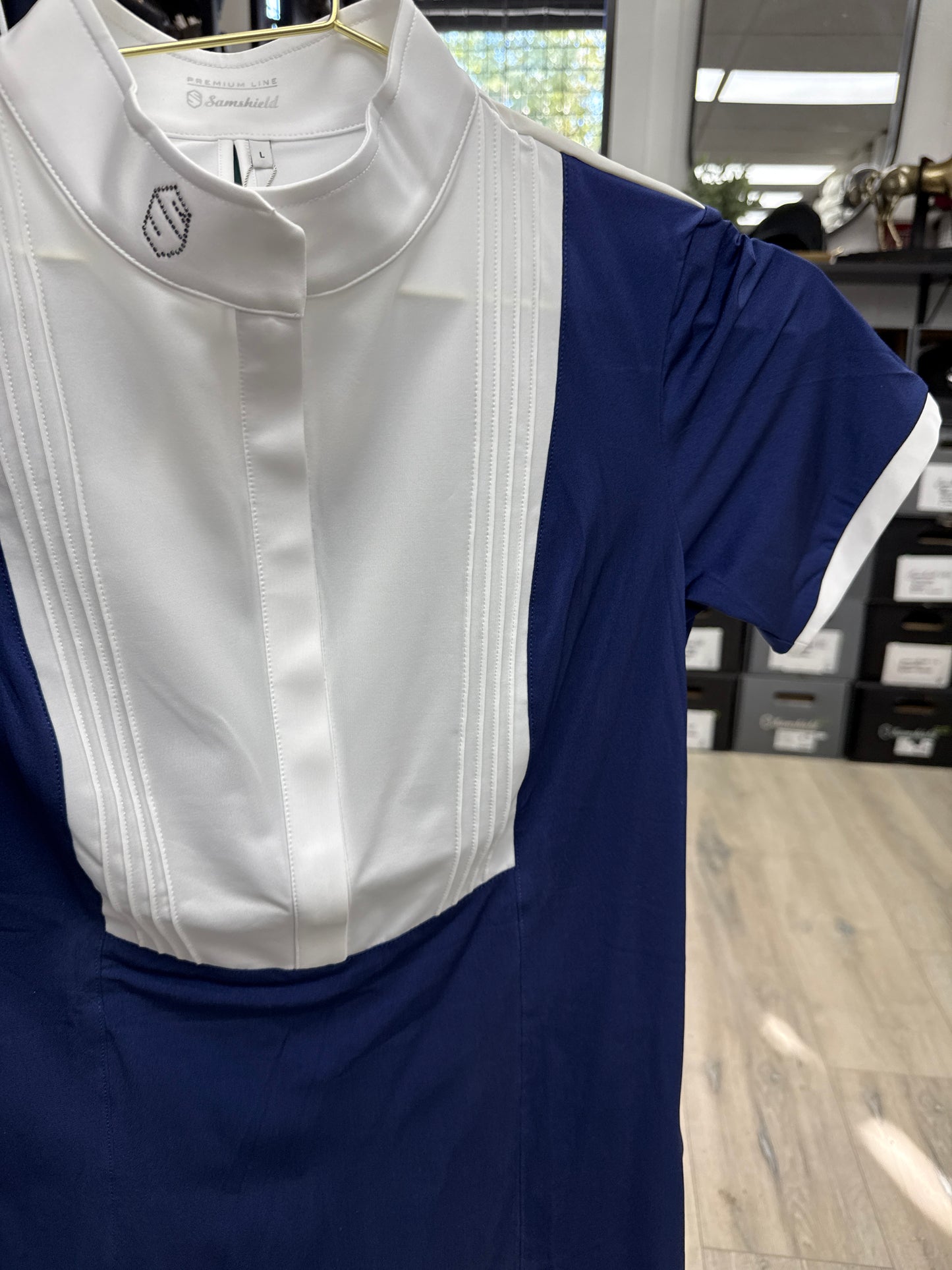 Samshield Ladies Show Shirt White Front - Short Sleeve - Sixtine, Georgia - Taupe, Navy, Kaki