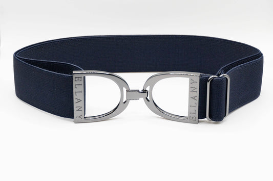 Ellany Houston Navy - 1.5" Gunmetal Stirrup Elastic Belt