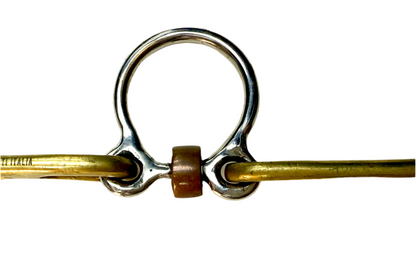 Bit Gag Nelson 1 1/2 Ring Custom Brass High Port Wide Snaffle with Three Piece Copper Roller Avanti Italia