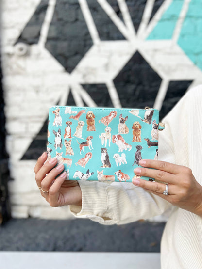 Dog gift bag, loaf, cute pouch | doodle, golden, frenchie: Flat Pouch