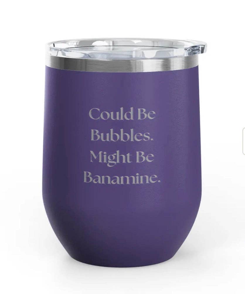 Wine Tumbler - 12 oz - Bubbles/Banamine - Engraved