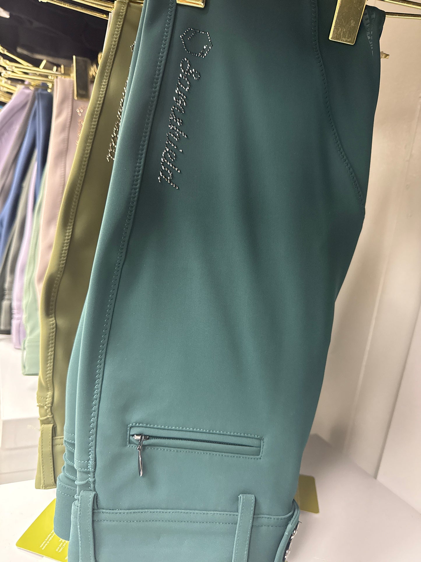 Samshield Ladies Adele Mid Rise Breech Posy Green with Swarovski Crystal Detail