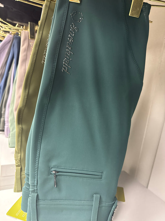 Samshield Ladies Adele Mid Rise Breech Posy Green with Swarovski Crystal Detail