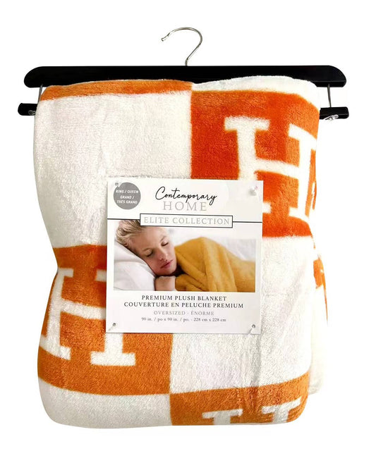 HORANGE90-1 - Print Luxury Soft Throw Blanket: GREY