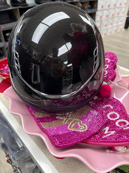Helmet Miss V2 Glossy - Glossy - Black Chrome Trim & Blazon - 5 Clear Crystal - Samshield Custom 2.0 - MSGBC5