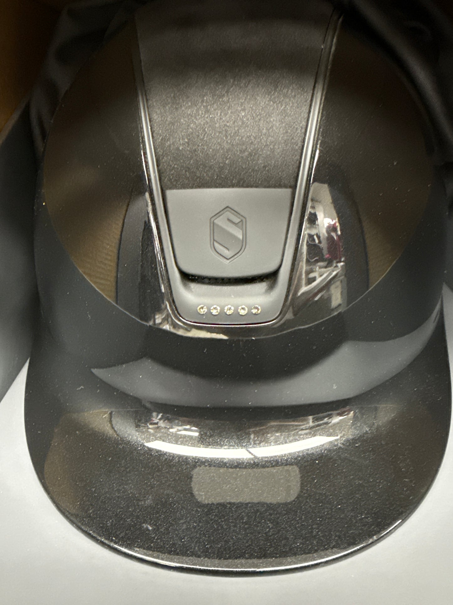 Helmet S Reg Brim V1 Gloss - Alcantara Top - Matt Blazon & Rails - 5 Clear Crystal - Samshield 1.0 - SL1