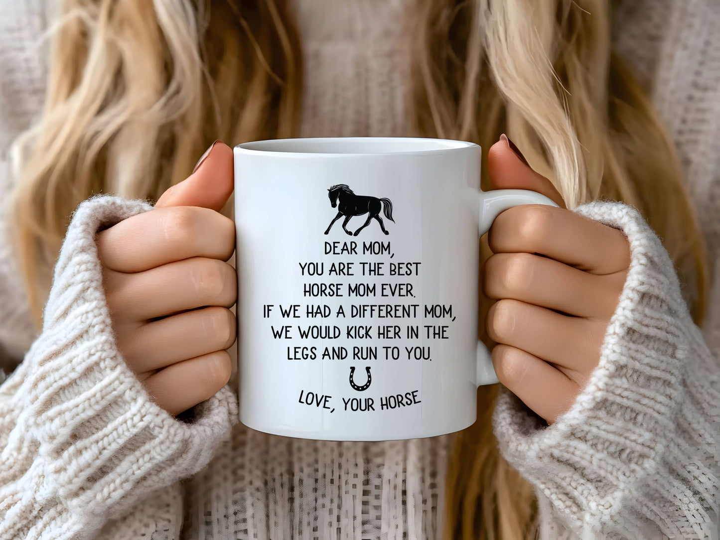 Horse Mom Coffee Mug, Funny Equestrian Gift, Equine Decor: 15oz