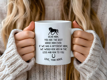 Horse Mom Coffee Mug, Funny Equestrian Gift, Equine Decor: 15oz