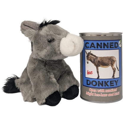 Canned Donkey | Stuffed Animal Zoo Plush w/Jokes | Gift: Regular Lid