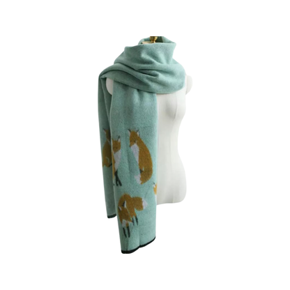 Tallyho Mr Fox Soft Winter Scarf Shawl: Mint/Tan