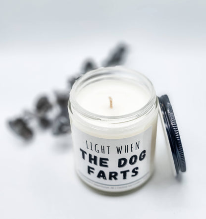 Light when Dog Farts - Funny, Rude, Sweary Candle, Naughty: Strawberries & Cream