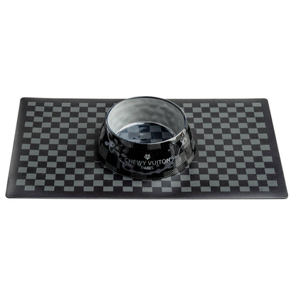 Black Checker Chewy Vuiton Bowl