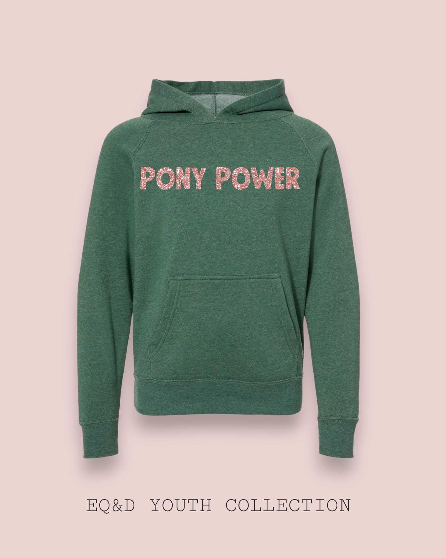 YOUTH PONY POWER HOODIE: POMEGRANATE/SILVER GLITTER / YM (10-12)