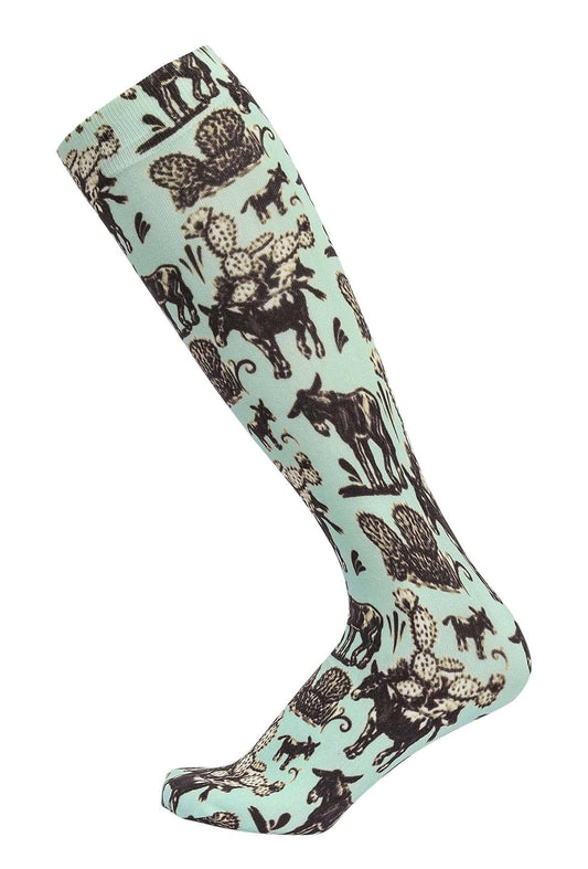 AWST Int'l Cactus Donkeys Socks: Light Green / STD