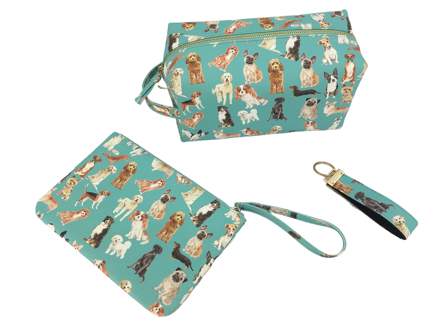 Dog gift bag, loaf, cute pouch | doodle, golden, frenchie: Flat Pouch