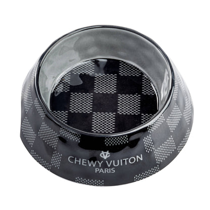 Black Checker Chewy Vuiton Bowl