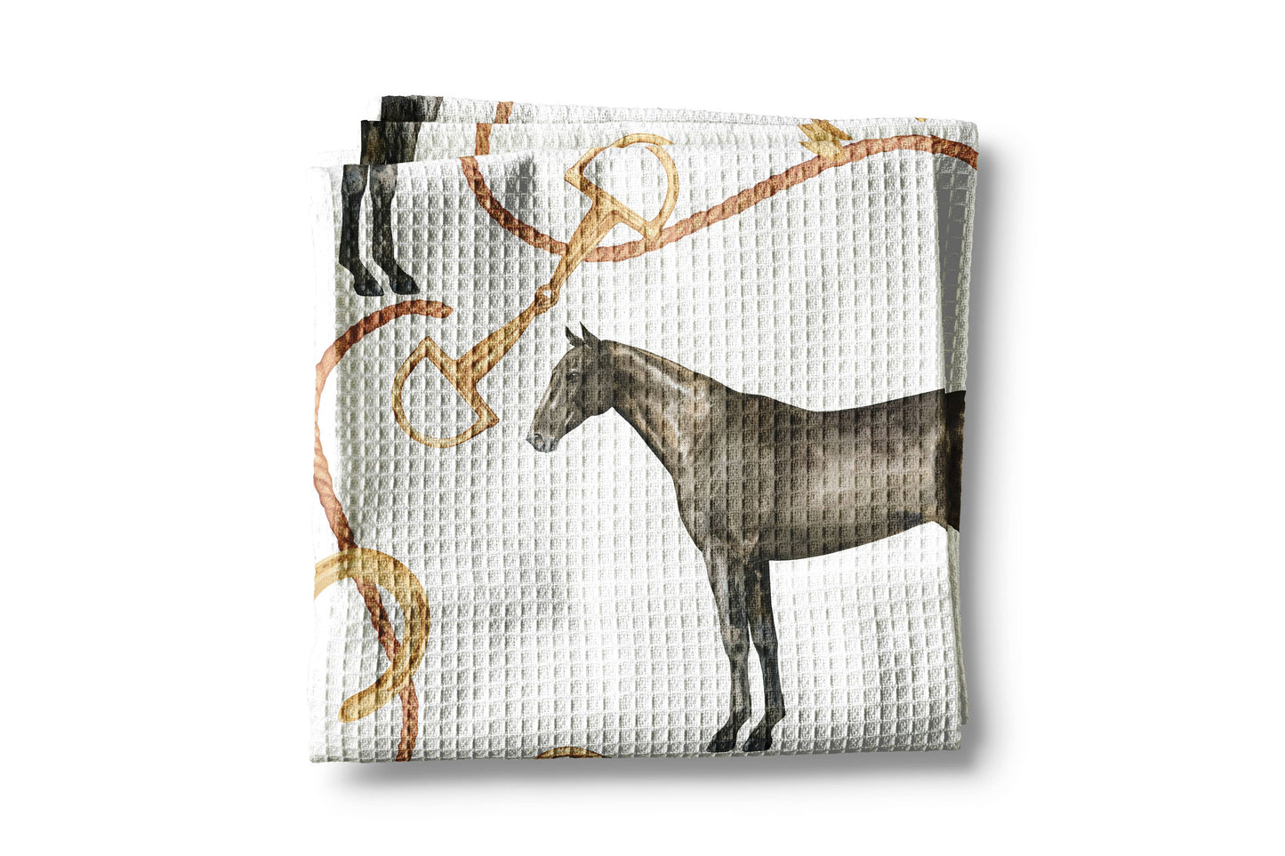 Horse Pony Equestrian Tack Kitchen Towel Waffle Gifts Farm: Transparent Cellophane Sleeve
