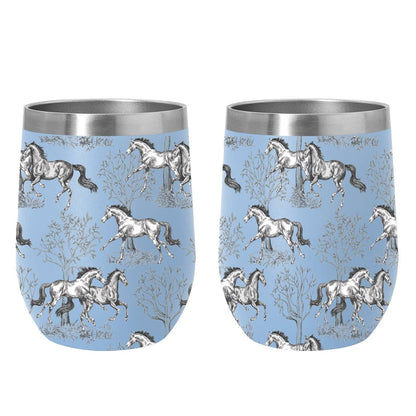 AWST Int'l 12 oz Stainless Steel Wine Tumbler-Lila Toile: Blue / STD
