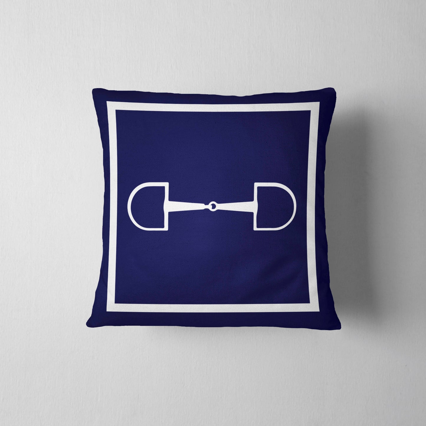 Horse Bit Horse Navy Pillow