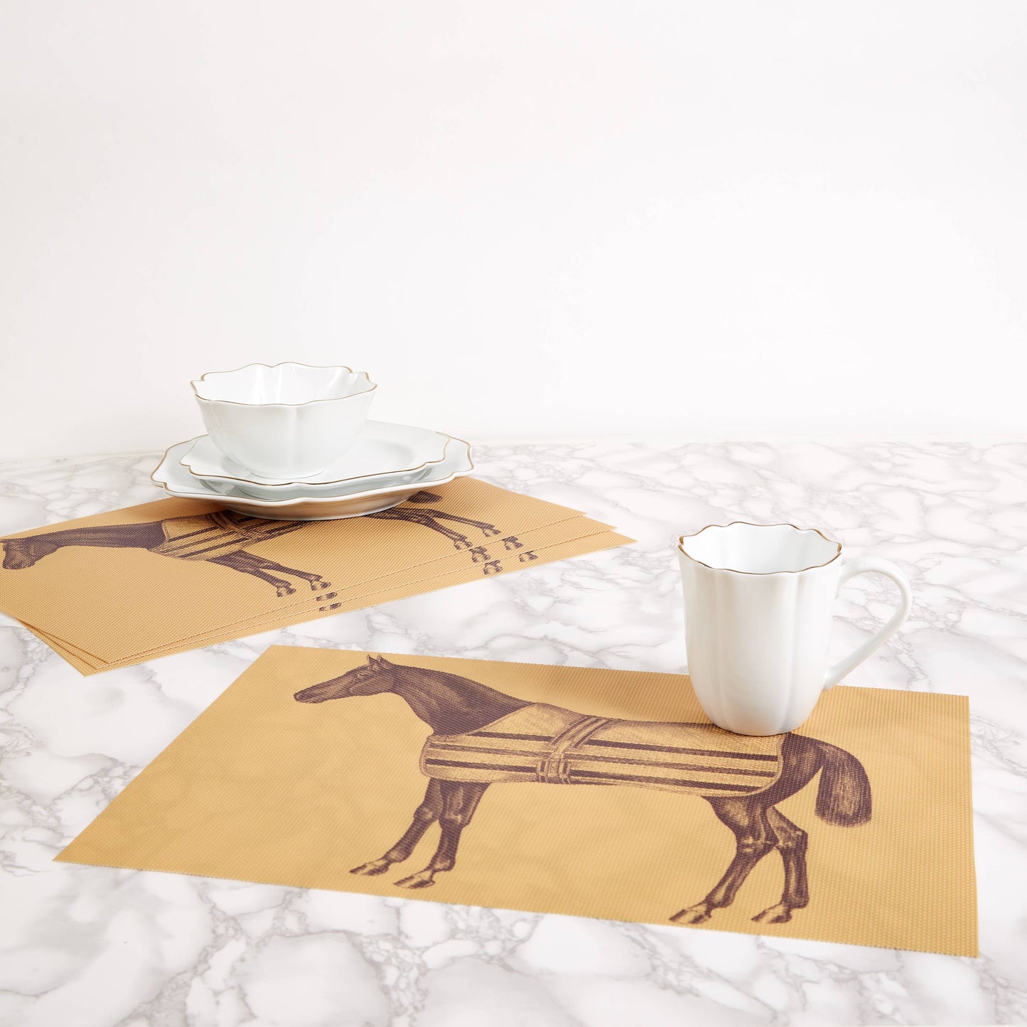 Equestrian Vintage Woven Vinyl Placemats – Set of 4