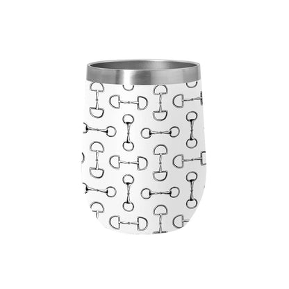 AWST Int'l 12 oz Stainless Steel Wine Tumbler-Lila Vintage Snaffle Bit: Blue / STD